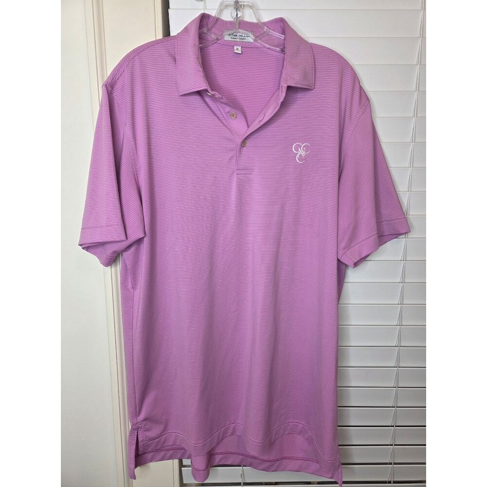 Peter Millar Summer Comfort Striped Polo Shirt Purple M Embroidered Logo Golf